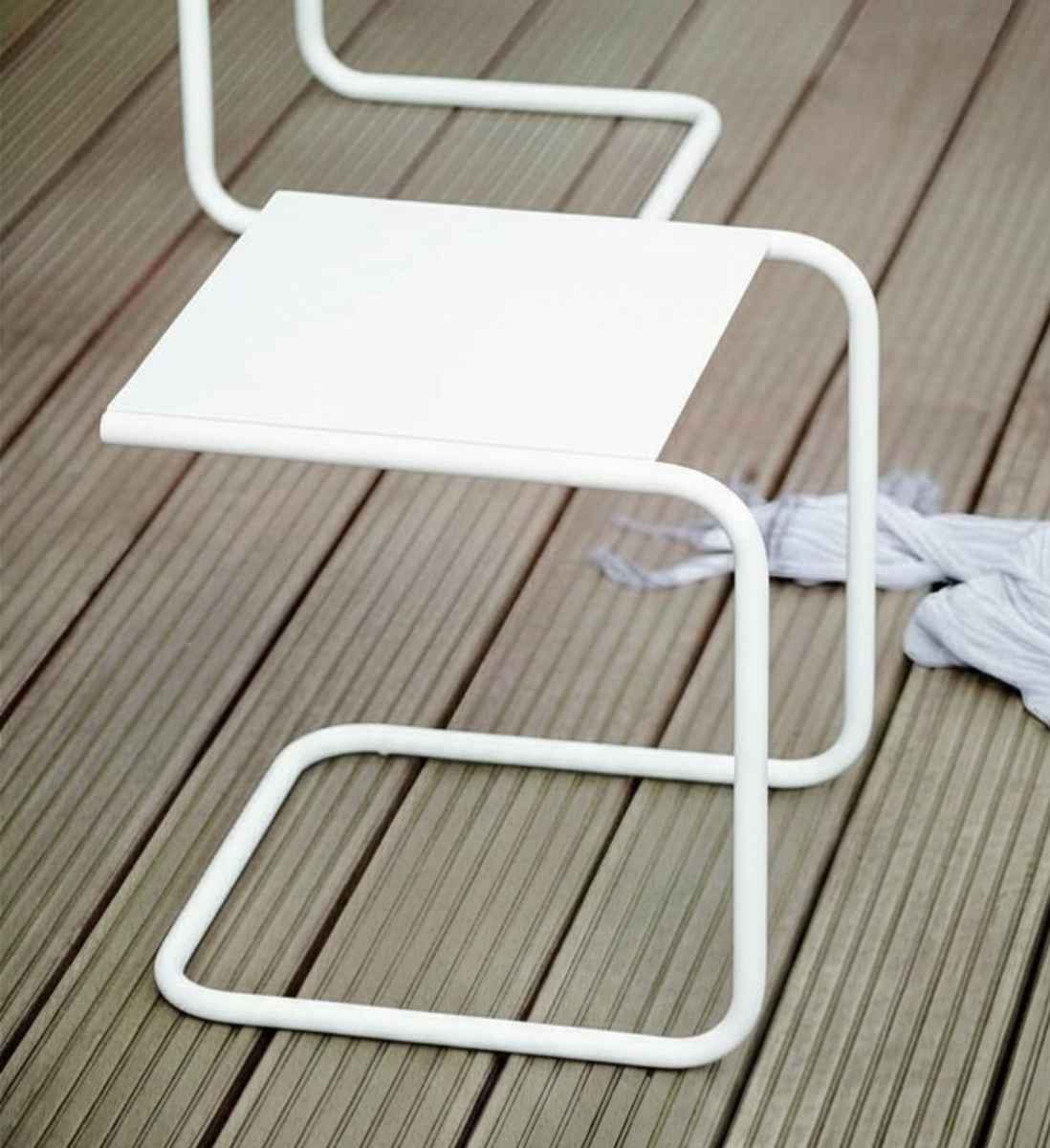 Beistelltisch für Outdoor in Weiß aus Aluminium 40x40 cm
