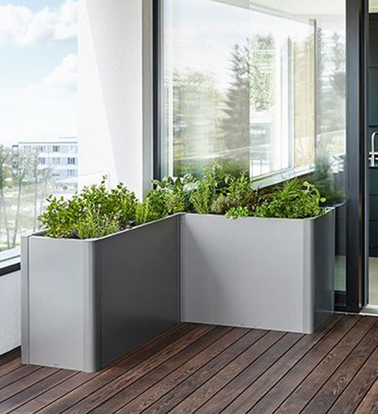 Biohort Pflanzbeet Belvedere in L-Form Metall Quarzgrau