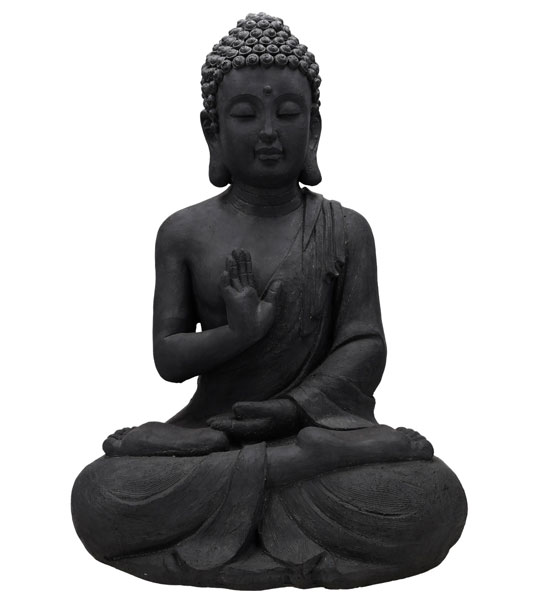 Große Buddha Figur anthrazit sitzend
