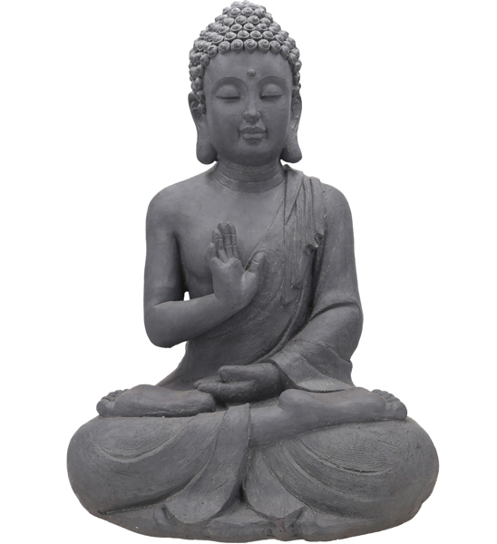 Große Buddha Figur grau sitzend