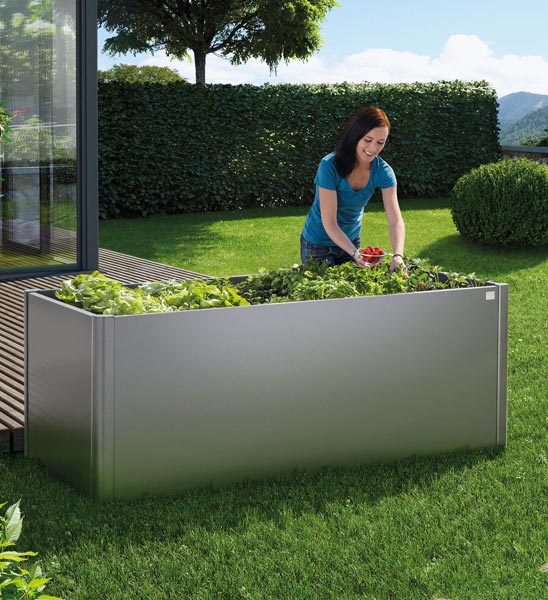 Hochbeet Metall Grau rechteckig für Urban Gardening