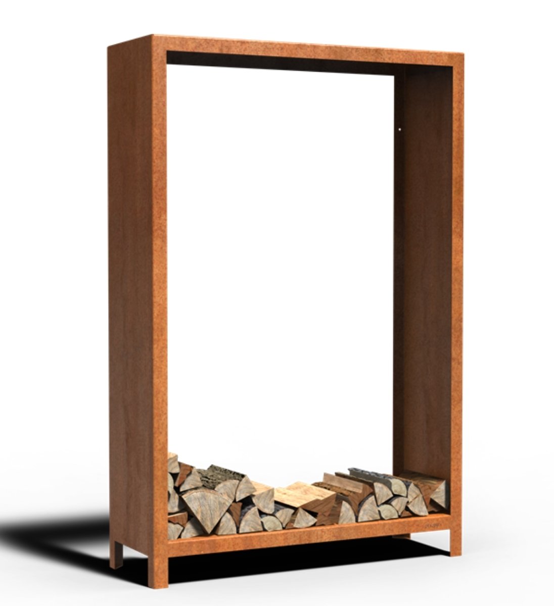 Holzlager Cortenstahl 120 x 40 x 180 cm