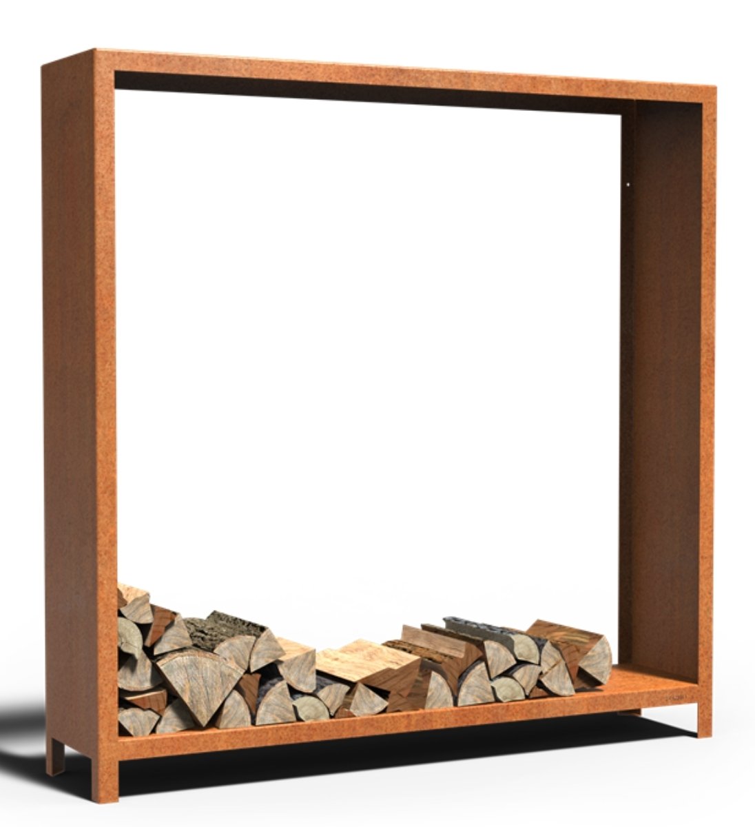 Holzlager-XXL aus Cortenstahl 180 x 40 x 180 cm