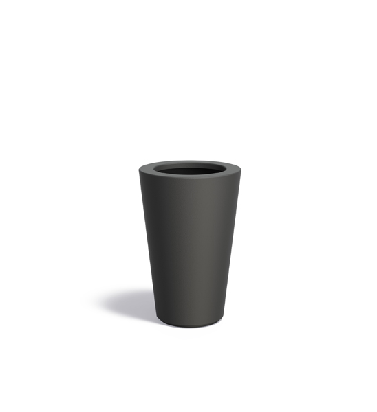 XXL Pflanzgefäß Fiberglas hoch rund Anthrazit