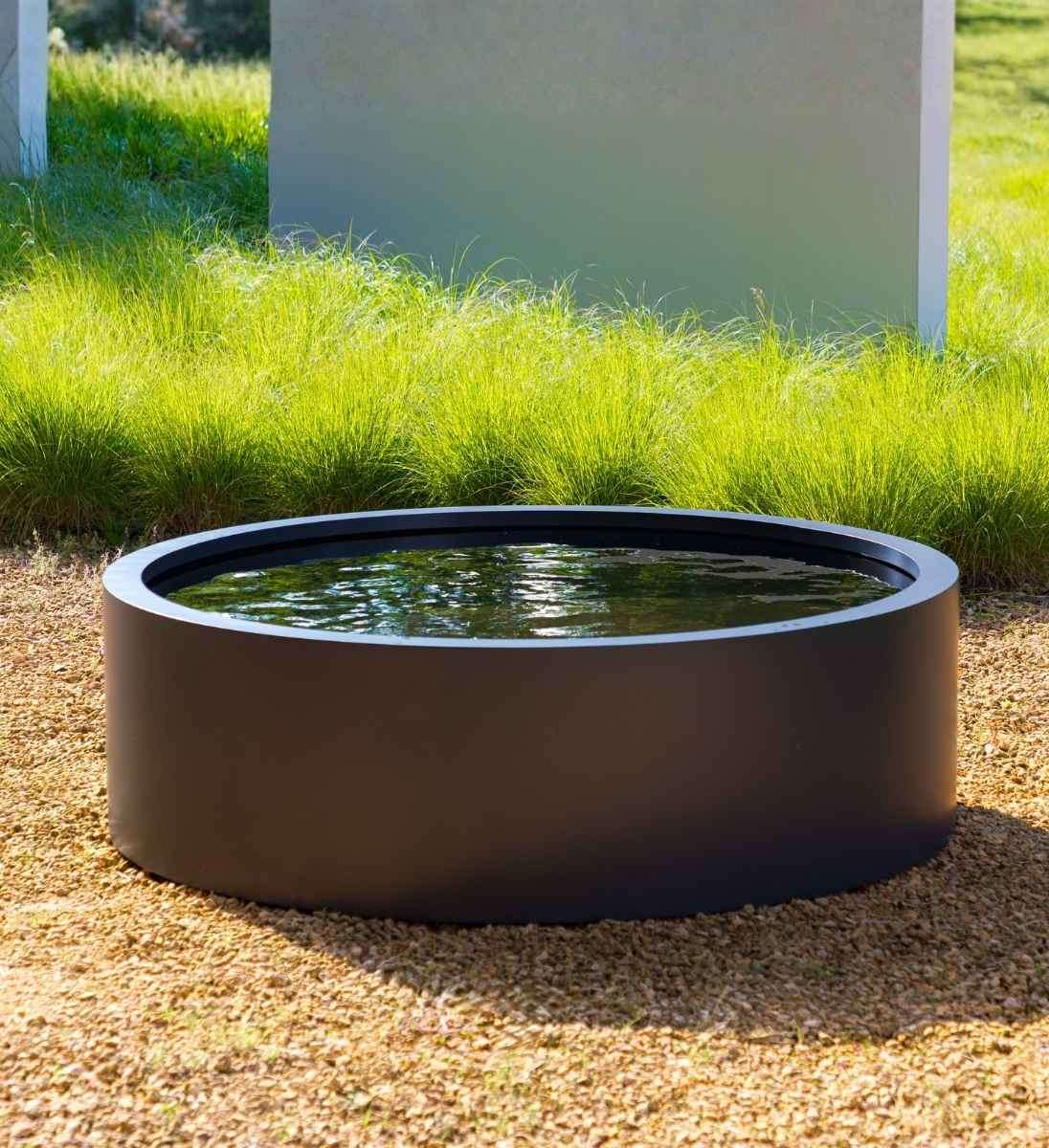Runder Hochteich aus Aluminium für Fisch und Pflanzen, im Garten, Vorgarten, Terrasse -