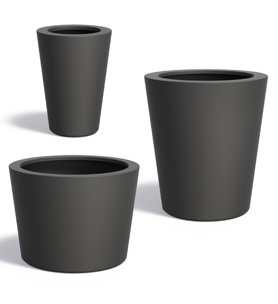 XXL Pflanzgefäß Fiberglas hoch rund Anthrazit