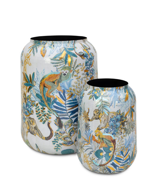 Übertopf groß hoch bunt mit Dschungelmuster