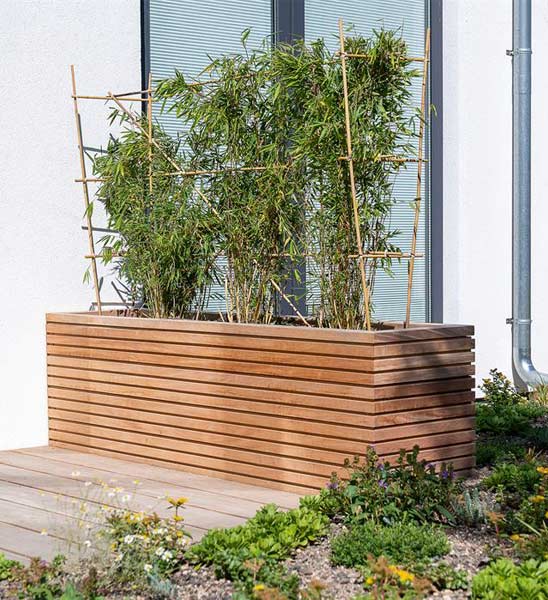 Großer Design Pflanzkübel Holz MALAGA 120 x 50 x 61 (L/B/H)