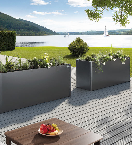 Pflanzkuebel anthrazit lang Raumteiler Terrasse