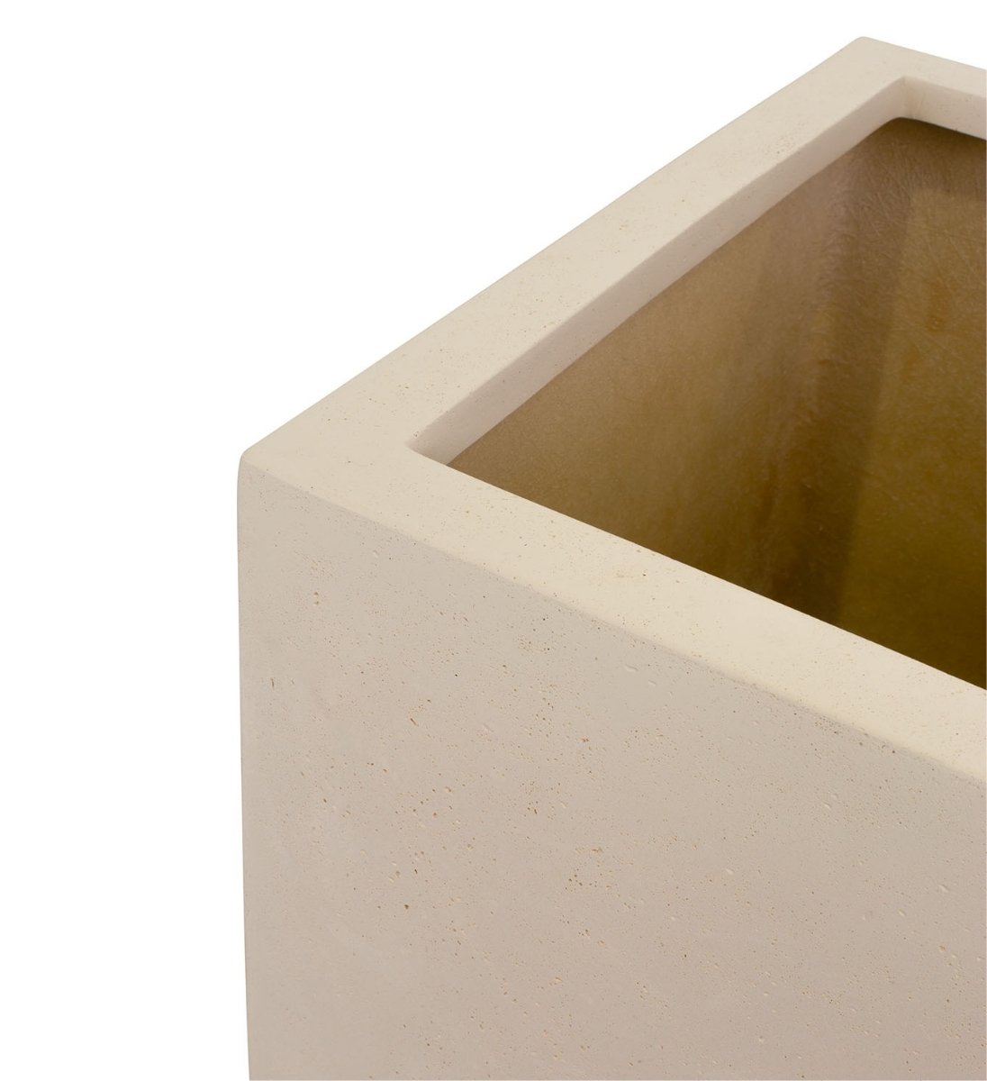 Pflanzlübel Beige eckig Steinoptik Detailfoto der Ecke