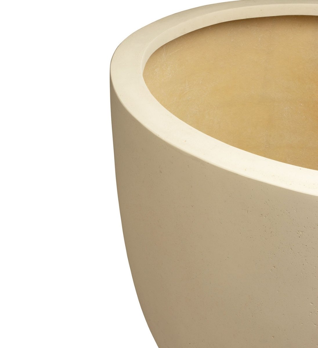 Pflanzkuebel beige rund mit Kiefer auf Terrasse