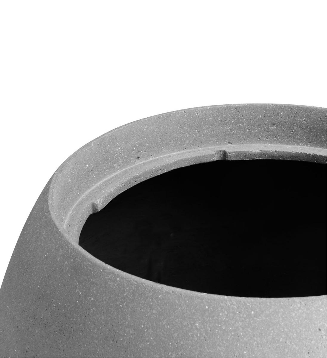 Bauchige Pflanzvase hoch beton grau Detailfoto vom Rand