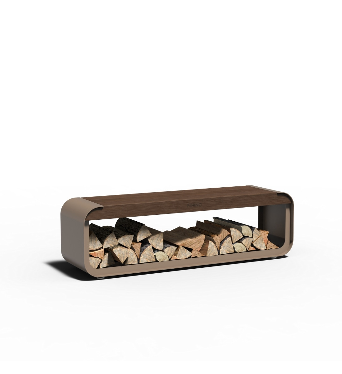 Premium Holzlager Bank aus Aluminium 150 x 40 x 45 cm, freisteller, seitliche ansicht