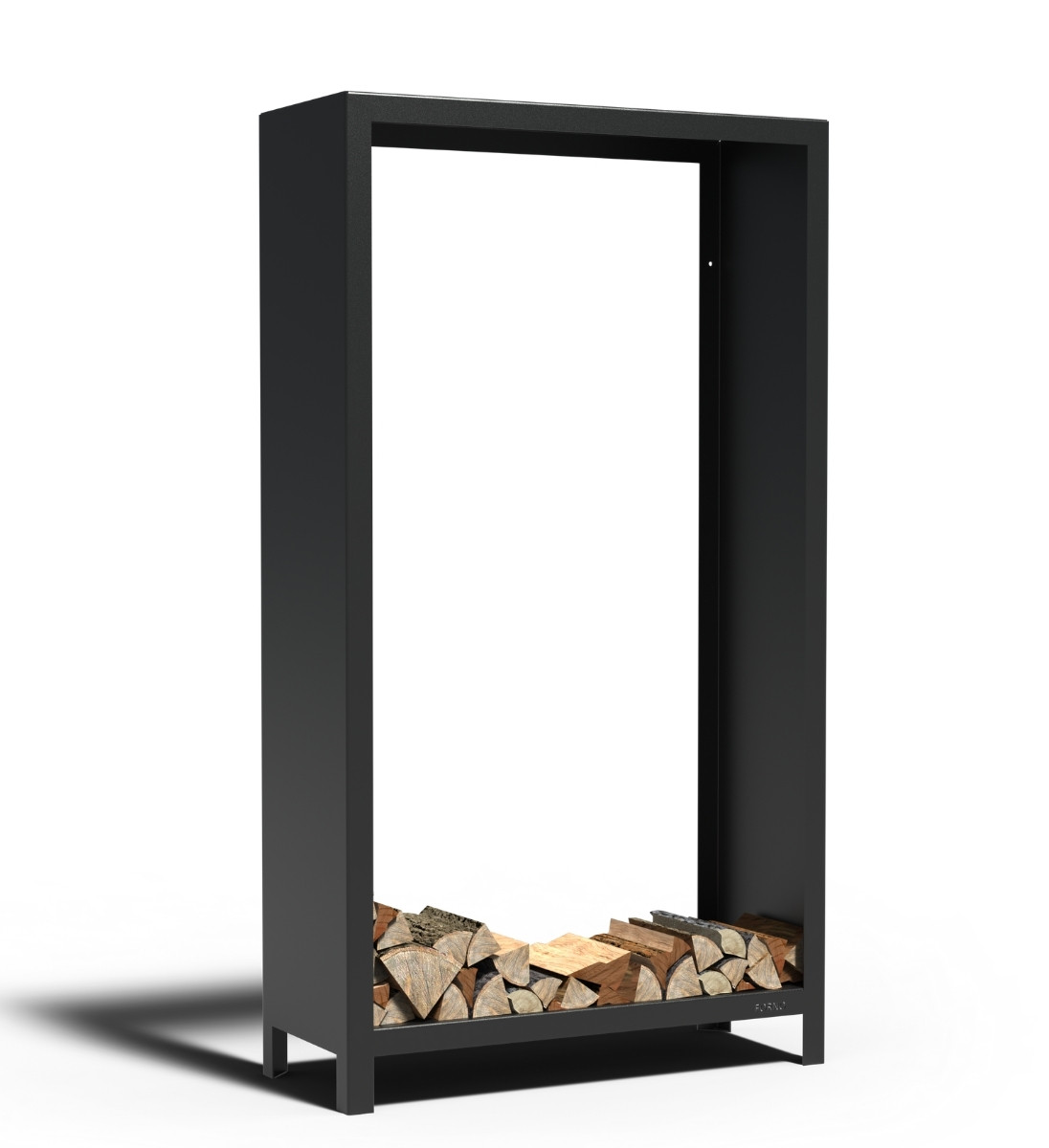 Stahlholzlager 100 x 40 x 180 cm in schwarz lackiert