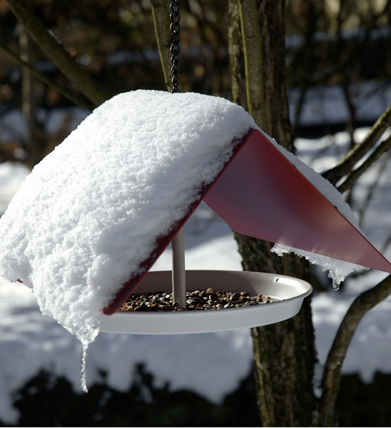 Vogelhaus Ikarus Birdy Rot - Futterstation zum Aufhängen