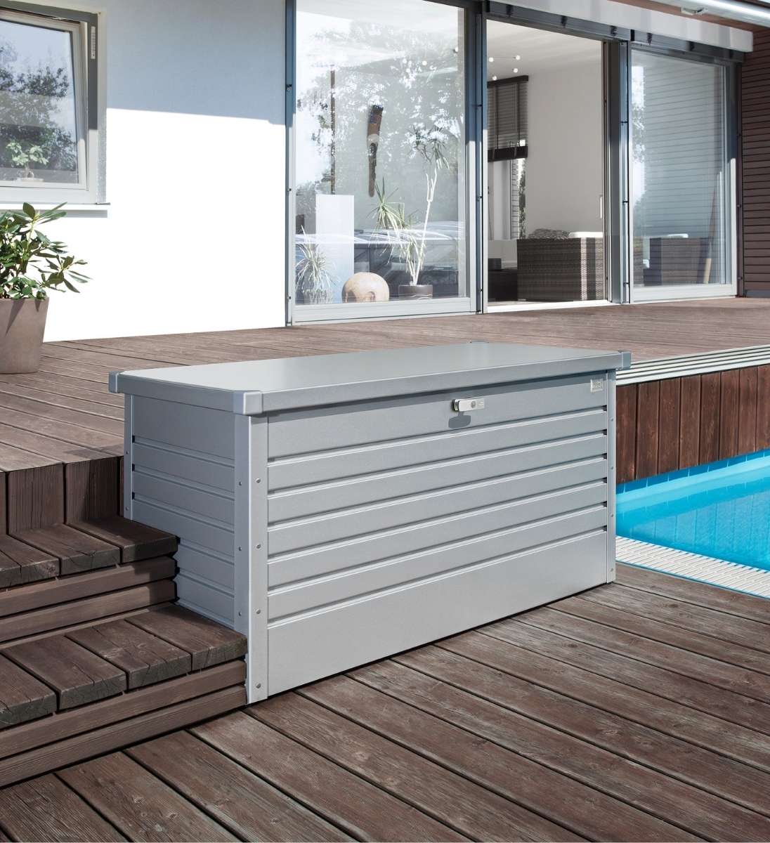 Biohort FreizeitBox Gartentruhe Silber aus Metall Modern