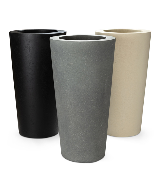 Hohe Pflanzvasen in Betonoptik Serie Divide von Fleur Ami in drei Farben