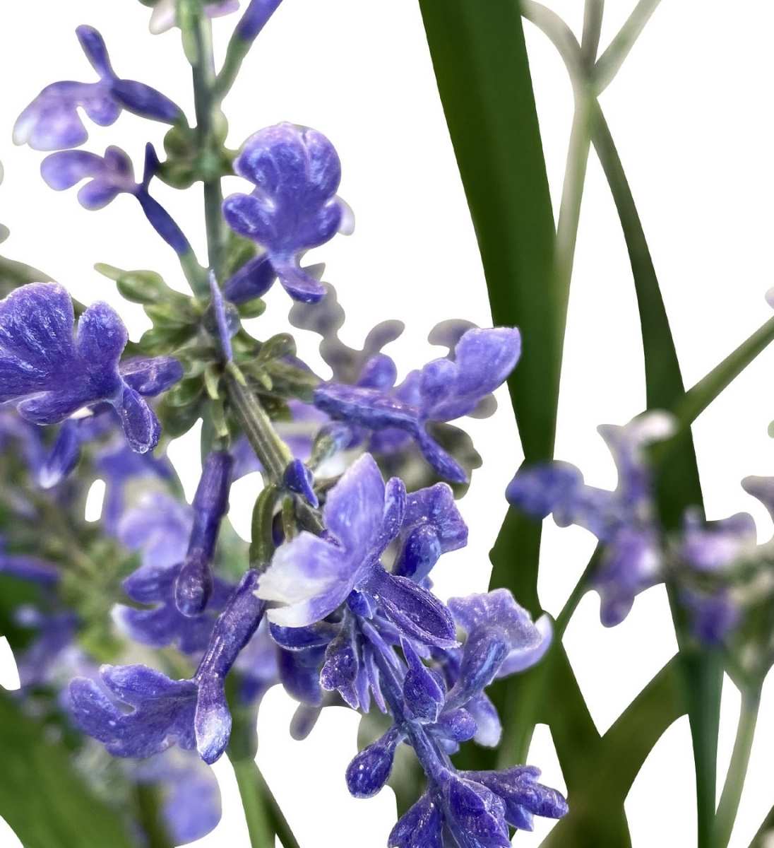 Ziergras Kunstpflanze mit Lavendelblüten Detailansicht der Blüten