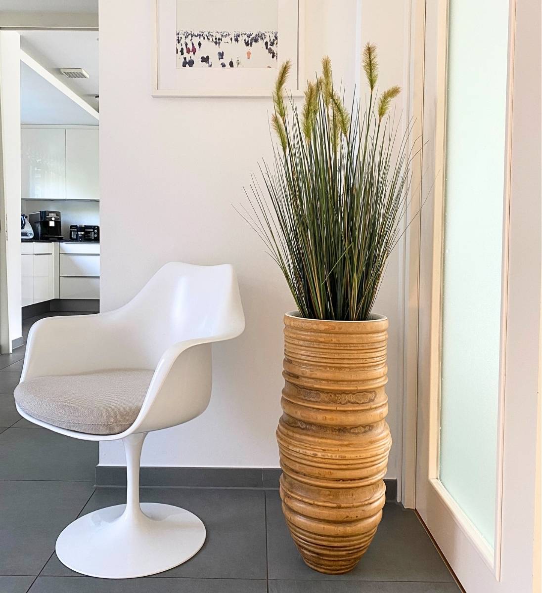 Fuchsschwanzgras Kunstpflanze in hoher Bodenvase
