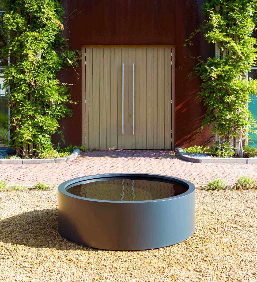 Hohe Wasserbecken aus Aluminium, runder Teich modernes Design