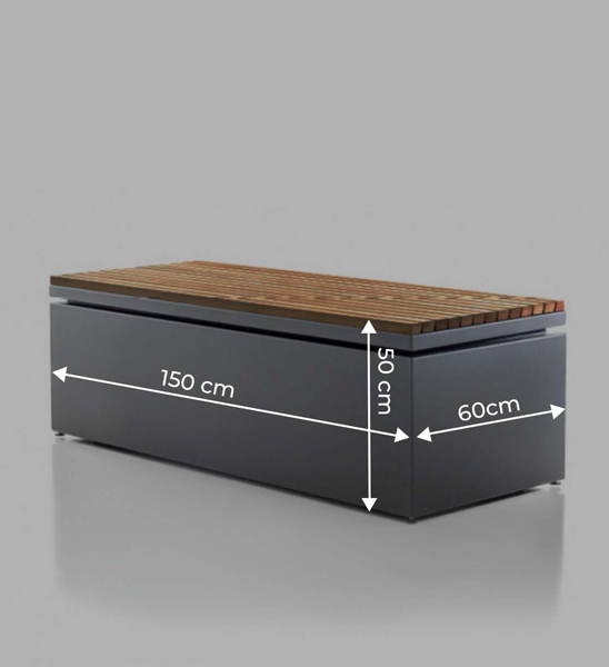 Kissenbox Aluminium mit Sitzfunkton Wasserdicht 150 x 60 x 50 cm