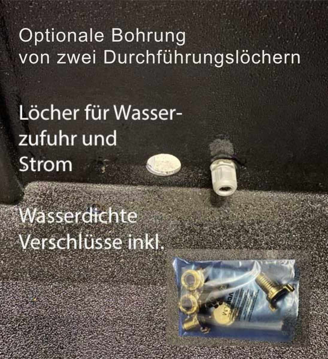 Hochteich rund aus Cortenstahl, optional mit Durchführungslöchern ausgestattet werden für Technik wie Pumpe