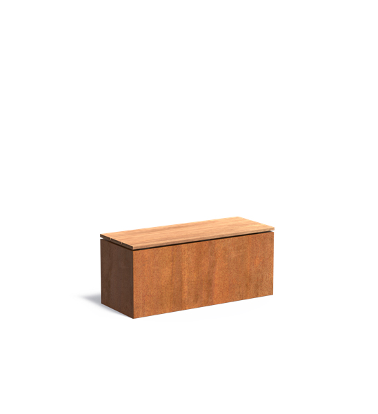 Sitzbank Cortenstahl Holz 100cm lang