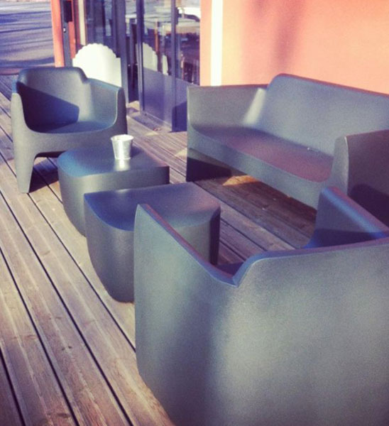 Outdoor Sofa Kunststoff Design Schwarz