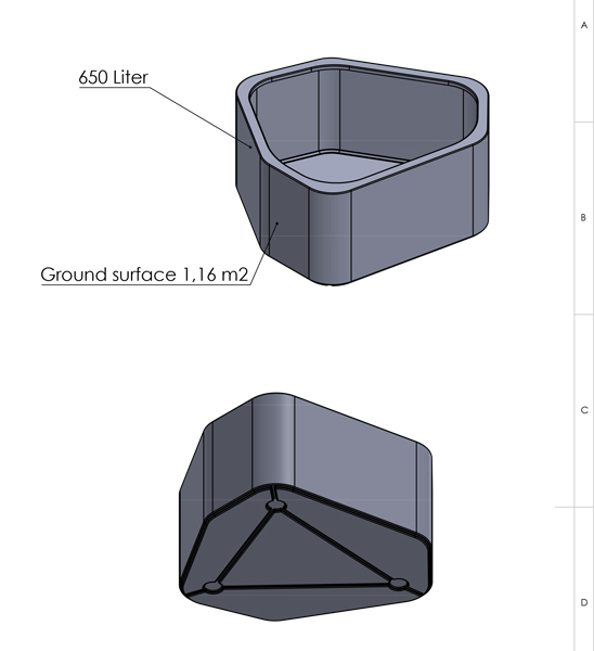 Technische Zeichnung Pflanzkübel Fiberglas Shape
