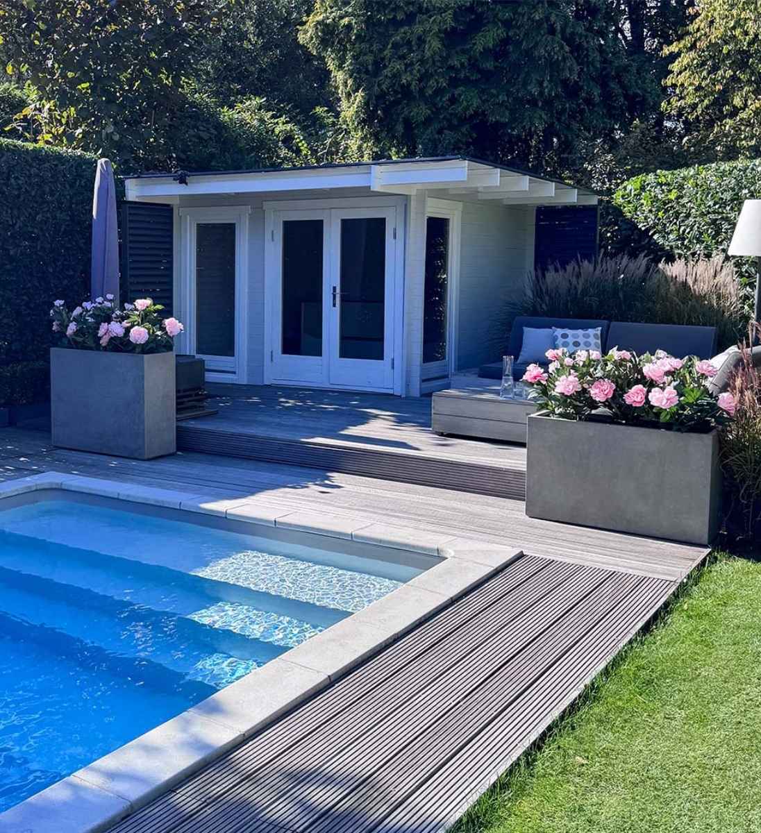 Raumteiler Beton Pflanzgefäß 100 cm lang Pool Terrasse