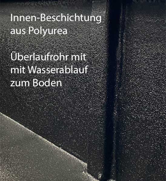 Wasserbecken Teichbecken Detail wasserdichte Beschichtung