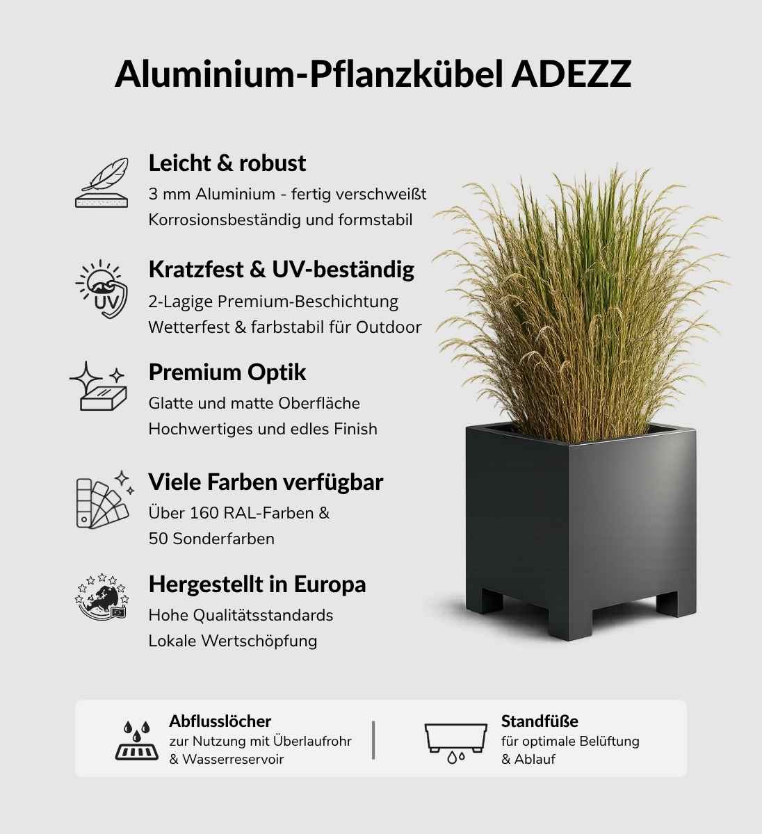 Vorteile der eckigen Aluminium Pflanzkübel