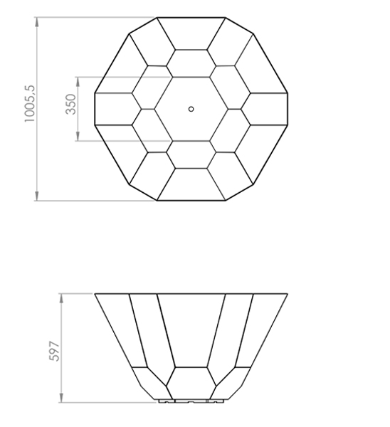 Technische Zeichnung Crotenstahl Schale FACET cft2