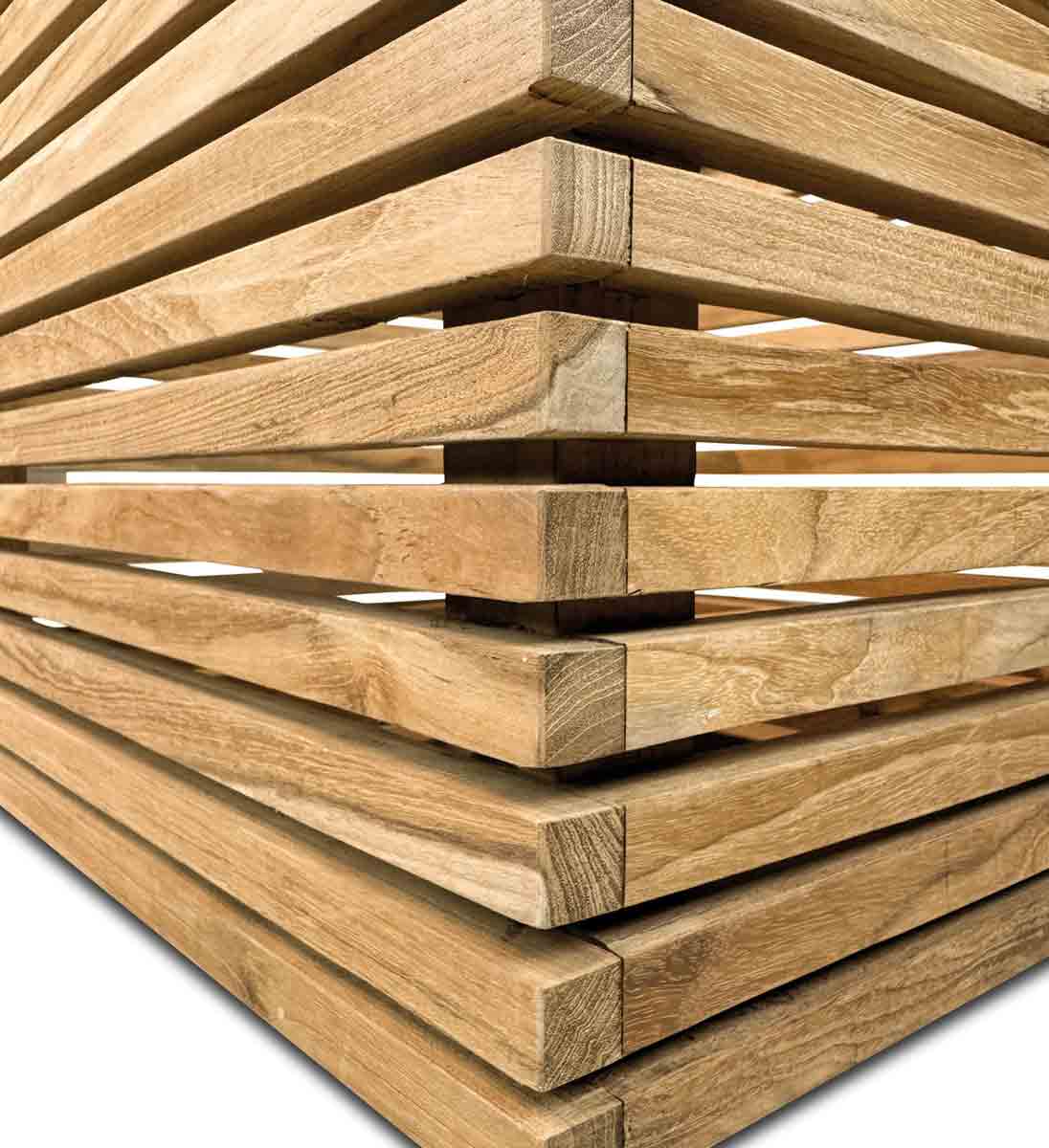 MODULO Pflanzkasten Teak mit Lattenstruktur modern