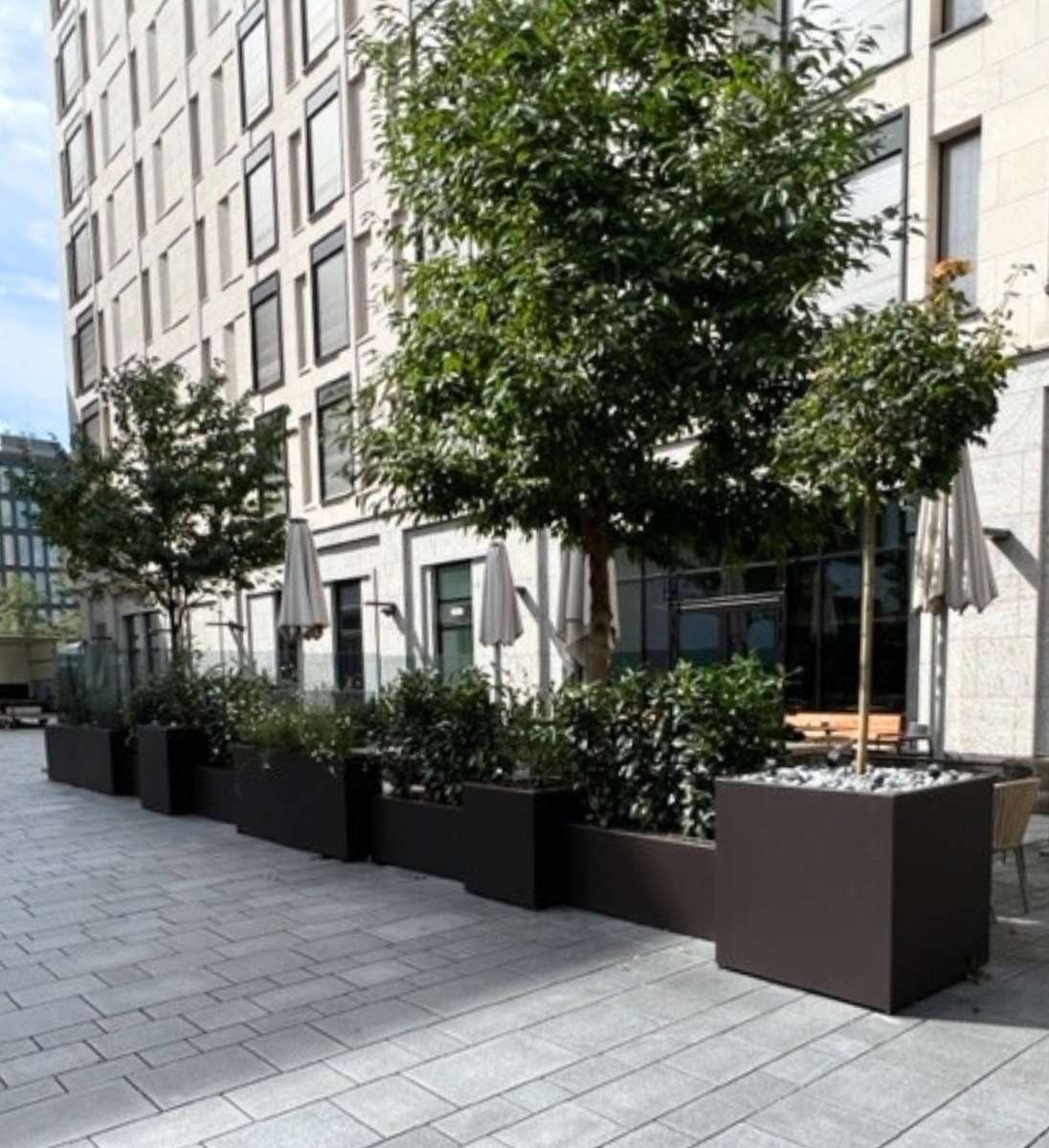 Gartensilber Kubus Terrassen Struktur