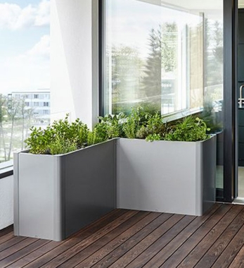 Biohort Pflanzbeet Belvedere in L-Form Metall Quarzgrau