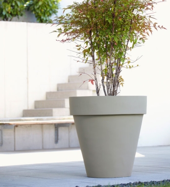 Blumentopf Groß Grau mit Rand für Bäume