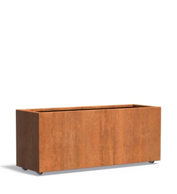 Cortenstahl Pflanzkübel mit Rollen 150 x 50 x 60 cm