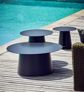 Design Beistelltisch Garten Rund Anthrazit