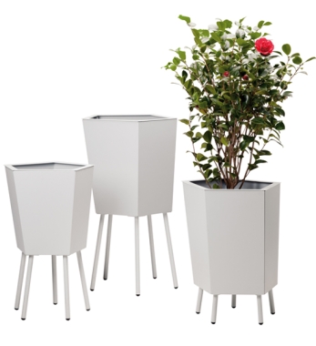 Design Pflanzkübel weiß Metall Elevation auf Beinen