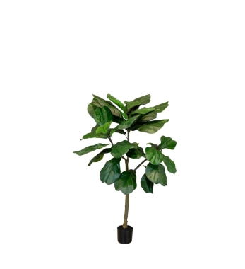 Künstliche Geigenfeige 120 cm hoch als Freisteller – naturgetreue Ficus lyrata mit großen, geigenförmigen Blättern