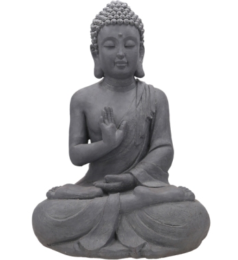 Grosse Buddha Figur Grau Sitzend Innen Aussen