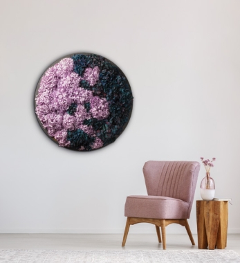 Hortensienbild in Lila und Blau rund