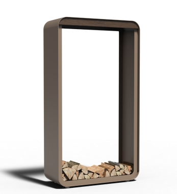 Kaminholzregal Aluminium 100x40x180 cm freigestellt, modernes Holzlager in Wunschfarbe