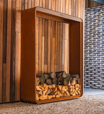 Kaminholzregal Cortenstahl SERRA 150 x 40 x 180 cm