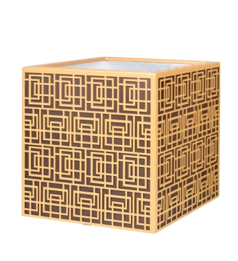 Pflanzgefäß Duo-Graphic von Gartensilber - 60x60 cm - Exklusives Pflanzgefäße in gold-braun mit orientalischem Muster