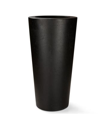 konisches Polystone Pflanzgefäß in Steinoptik in dunklem Anthrazit