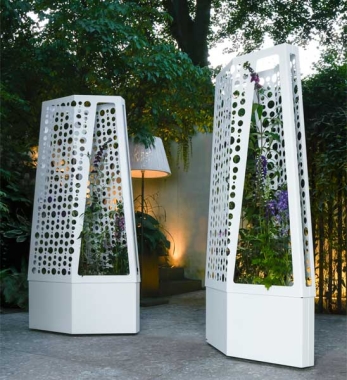 Design Pflanzgefäß AIR aus Metall mit Sichtschutzaufsatz