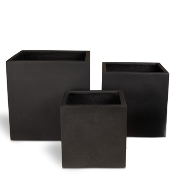 Eckiger Pflanzkübel aus Polystone in Anthrazit