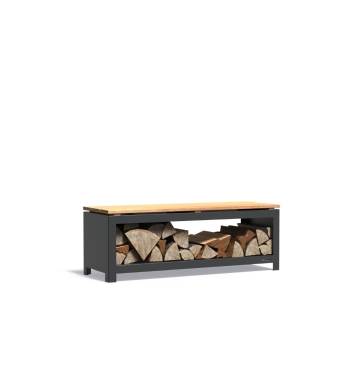 Sitzbank mit Holzlager Schwarz 120 cm